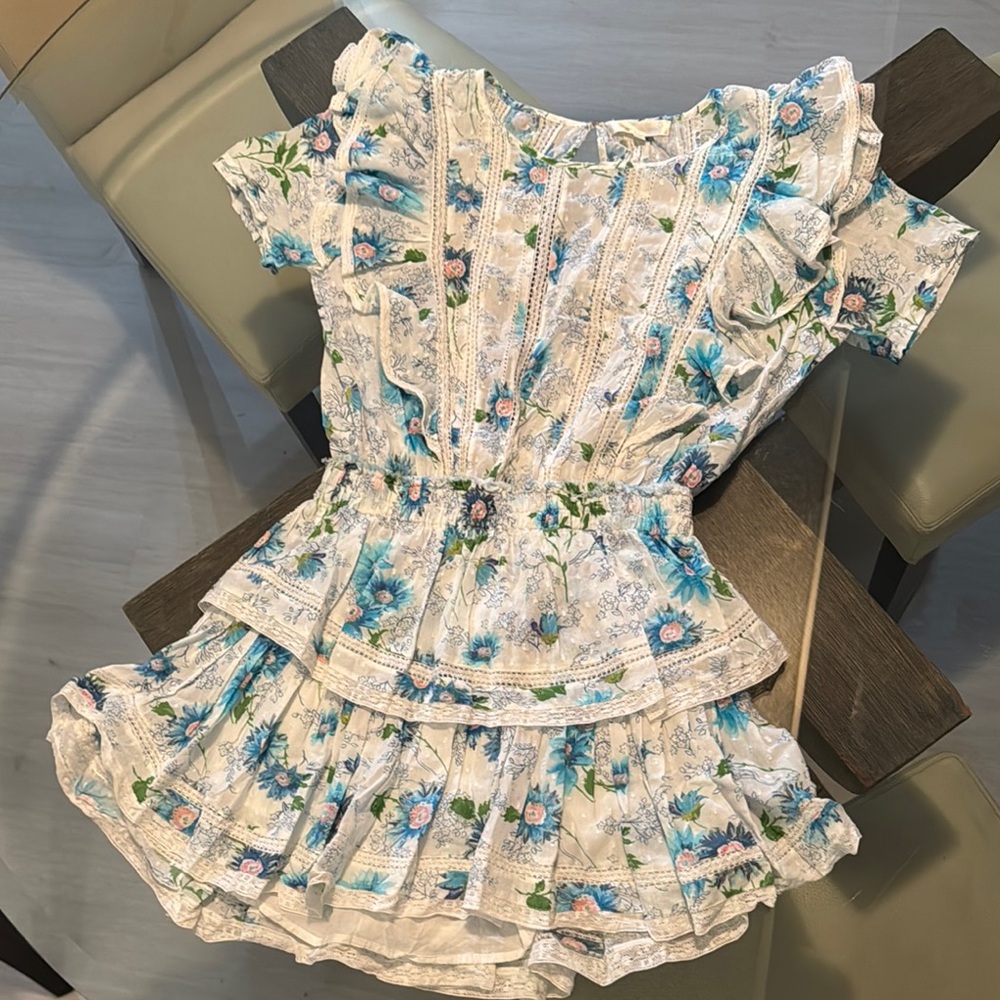 Authentic LoveShackFancy Natasha mini dress in blueberry cloud